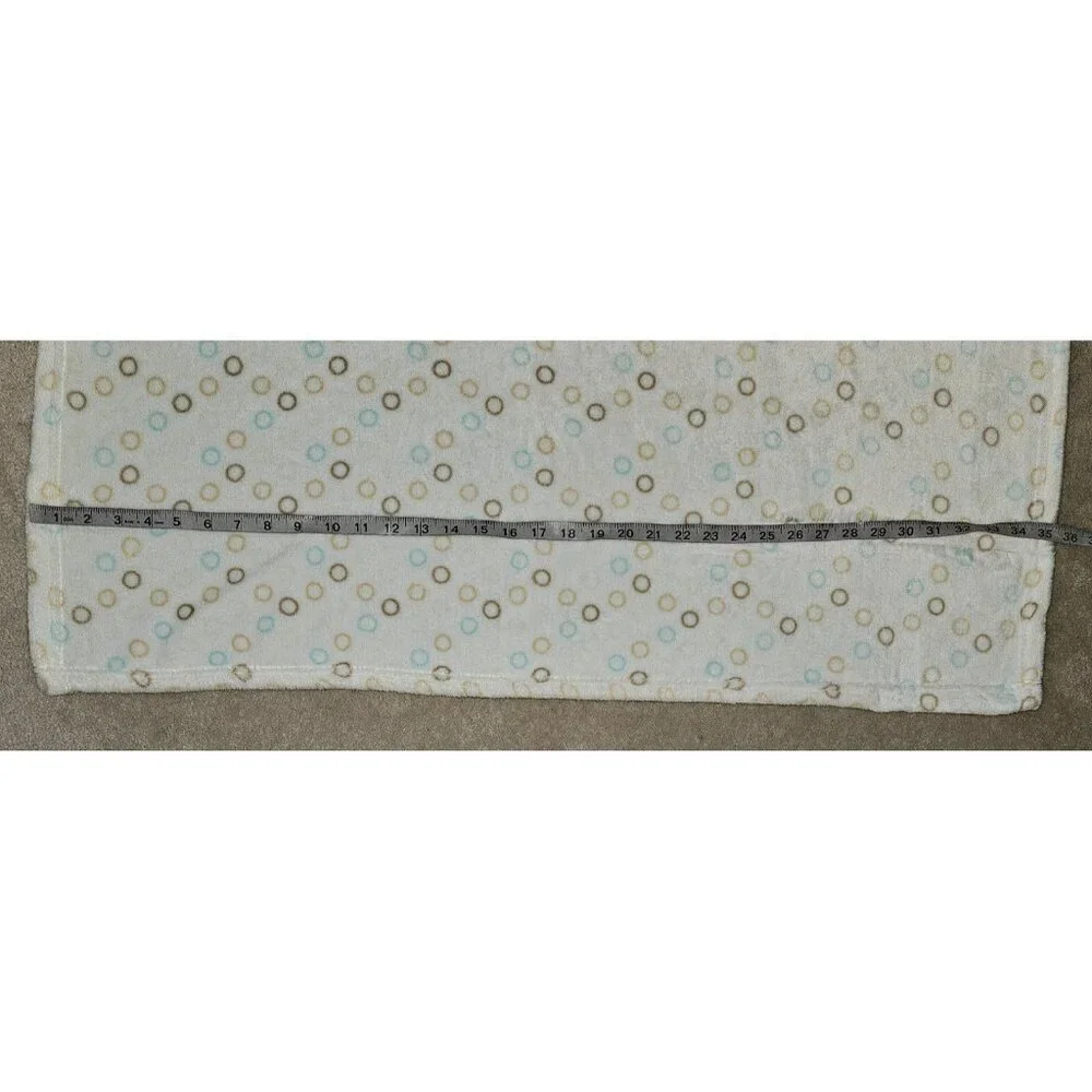 Cream Fleece Baby Blanket Brown Blue Tan Circles Dot 30